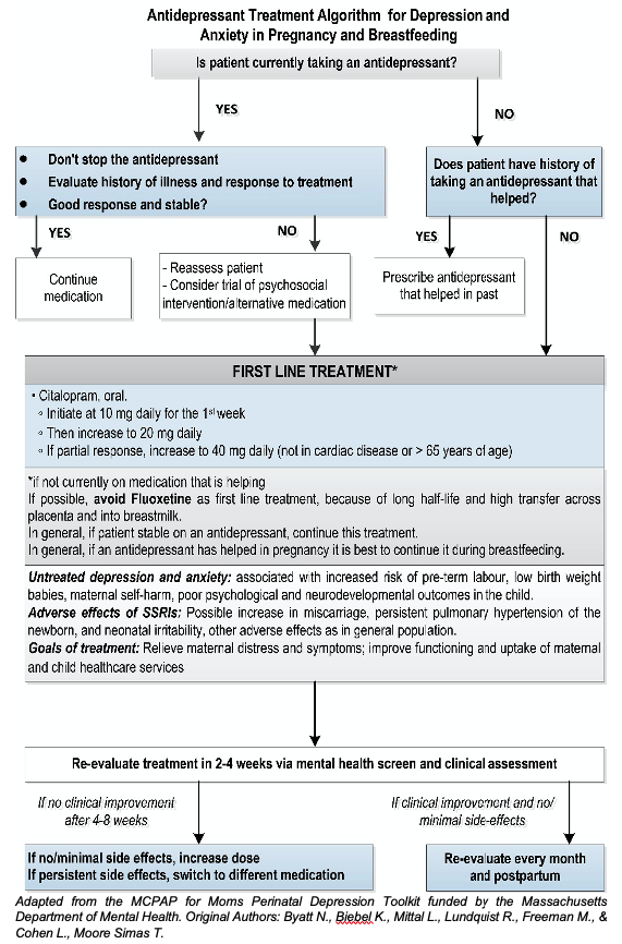 Antidepressant Treatment Algorith for Depression and Anxiety in Pregnancy and Breastfeeding.png